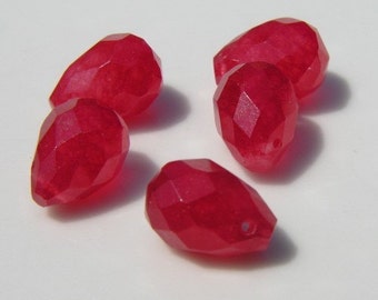 Ruby Jade Faceted Briolette Beads 5