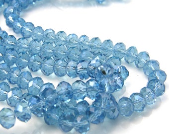 Periwinkle Sapphire Blue Crystal Faceted Rondelle Beads  10