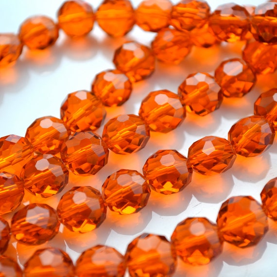 Burnt Orange 10mm Faceted Crystal Coin Beads 10