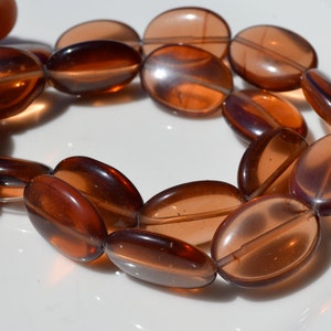 Brown Opal Glass Smooth Oval Beads    10