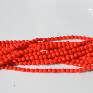 Rote 3mm Facettierte Feuerpolen rund böhmische Glasperlen 50