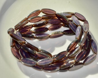 Milky Purple Spindle Beads. 6