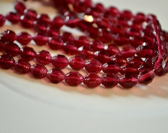 Vintage Cranberry Catherdral Oval Beads  25