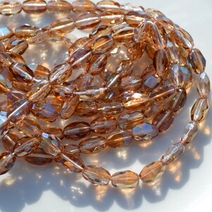 Topaz  Faceted Oval Czech GLass Beads  25