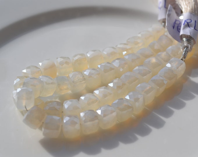 Pearly White Chalcedony 8mm Cube Beads 4 - Etsy
