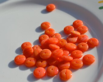 Papaya Orange 10mm Thin Rondelle Beads  50