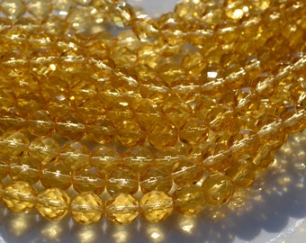 Honey Topaz 8mm Round FIre Polish Czech GLass Beads  25