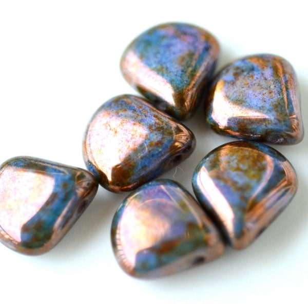 Bronze Amethyst Czech Glass Briolette Beads   10