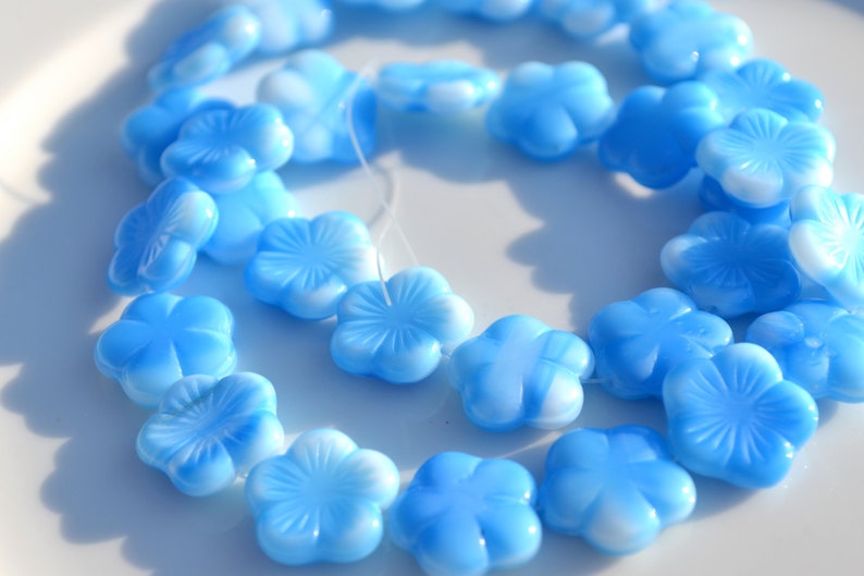 Sky Blue FLat FLower Beads 8 image 1