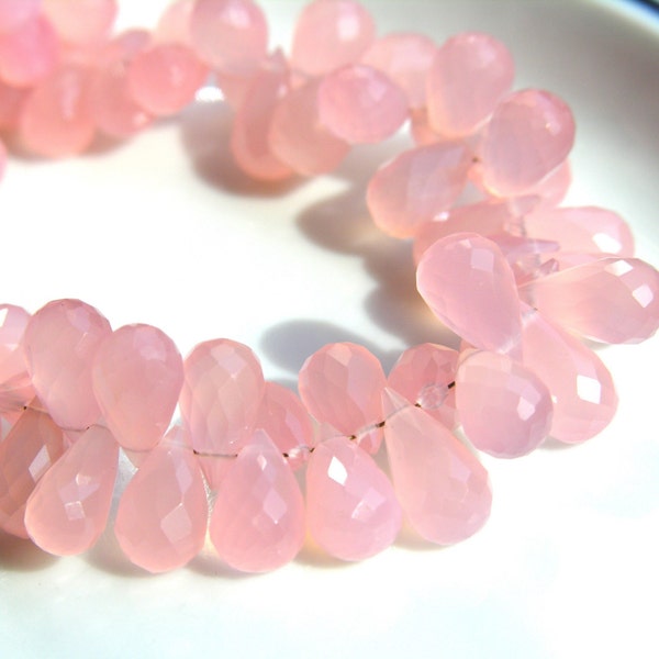 Pink Chalcedony Faceted Briolettes  4