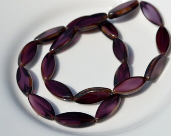 Purple Spindle 18x6mm Czech GLass Beads  6