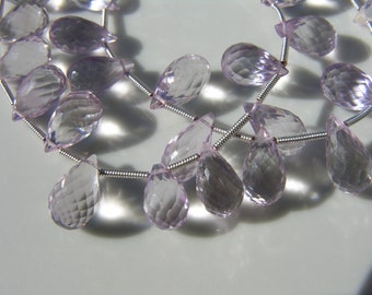 Pink Amethyst Faceted Briolette Beads 2