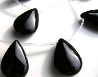 Black Onyx Smooth Teardrop Pendant Beads   2