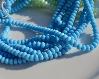 Sky blue 5x3mm Fated Rondelle Czech GLass Beads   50