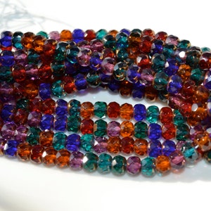 Jewel Tone Copper 6x4mm Rondelle Mix  25