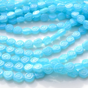 Blue Opal Snail Coin Czech Glass Beads  25