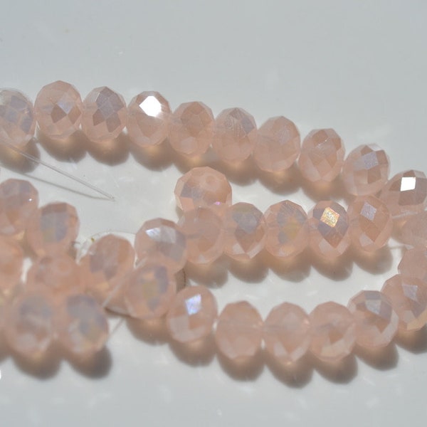 Light Pink Luster 8x6mm Crystal Rondelle Beads  25