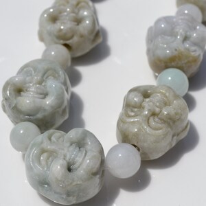 Hand Carved Jade Happy Buddha Faces Bead   ONE