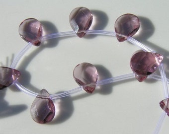 Light Amethyst Quartz Flat Faceted Briolette Beads   8