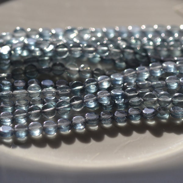 Lumi Blue 6mm Perles Disque Plat Verre Tchèque 50