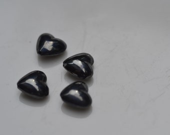 Hematite Puff Heart Bead 10mm 4 beads