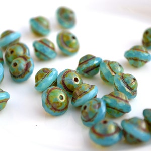 Turquoise Opalite or Cornflower Blue Turbine Beads with PIcasso 8 image 2