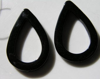 Black Agate Teardrop Donut Pendant Bead   2