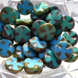 Turquoise and Green Cross Coin Mix  8
