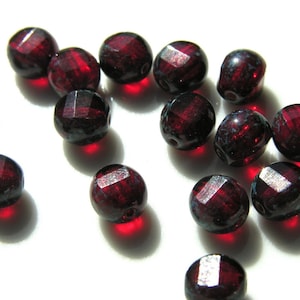 Deep Red Picasso 8mm Fire Polish Coin Beads 25