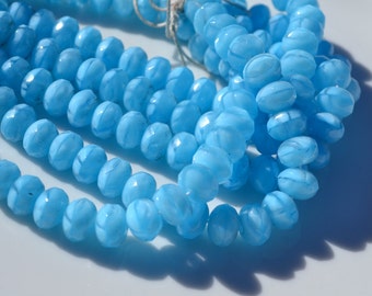 Sky Blue 8x6mm Faceted Czech GLass Rondelle Beads