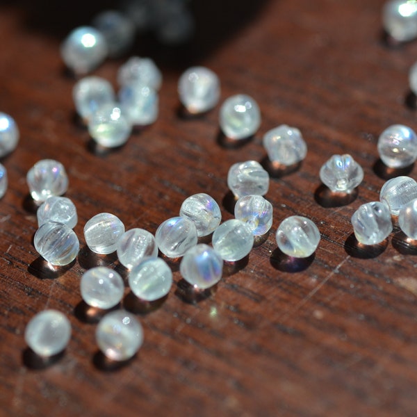 4mm Clear AB melon czech glass beads  50