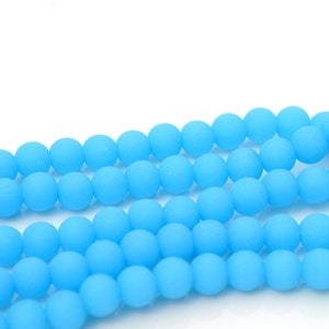 Frosted Light Blue 6mm Round Glass Beads  33