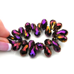 Briolette cristallo viola metallizzato sfaccettato perle 4