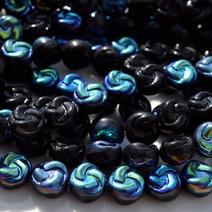Black AB Knot 11mm Coin Czech Glass Beads 10
