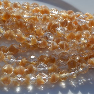 Crystal Beige Givre 8mm Czech Glass Fire Polish Round Beads  25