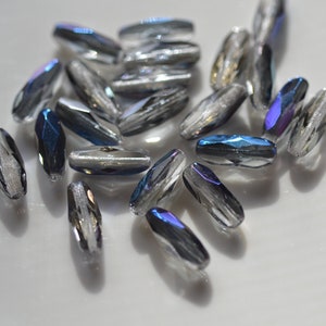 Crystal Azuro Faceted Spaghetti Beads. 25