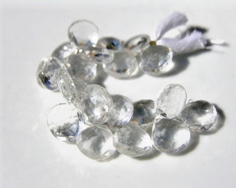 Huge Rock Crystal Faceted Heart Briolettes 12mm      4 Beads