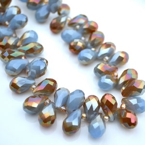 Thunder BLue and Bronze 12x8mm Crystal Briolette Beads  6