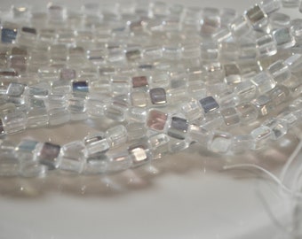 Clear AB 6mm Tile Beads  25