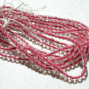Raspberry red lined clear 4mm Faceted czech glass bead 50