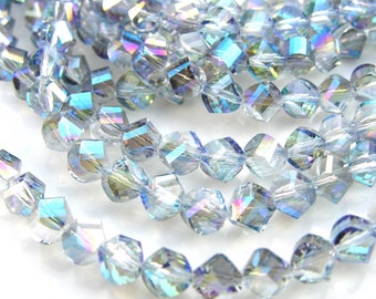 Twilight Blue 8mm Spiral Faceted Crystal Beads   10