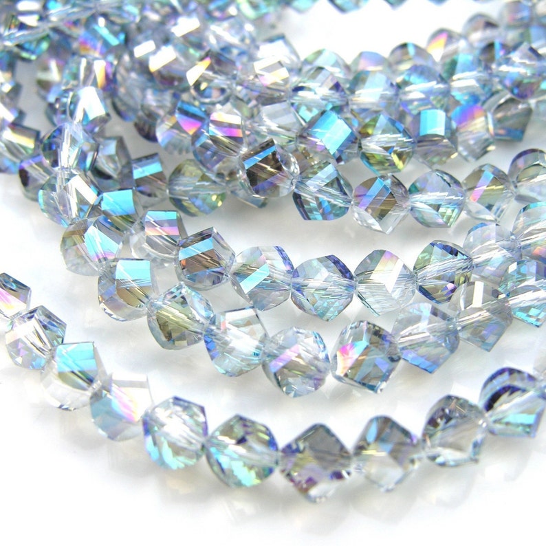 Twilight Blue 8mm Spiral Faceted Crystal Beads 10 image 1