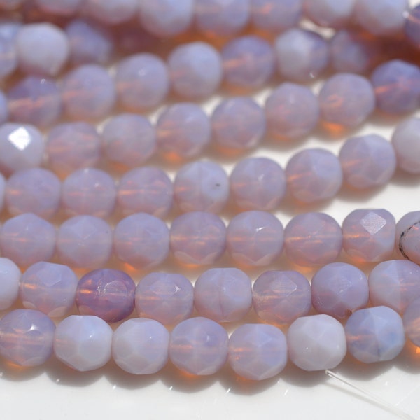 Milky Light Amethyst 6mm Faceted Czech Glass Beads  25