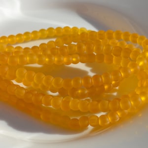 Honey Yellow 4mm Frosted Glass Round Beads 52