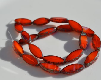 Burnt Orange SPindle Beads  8