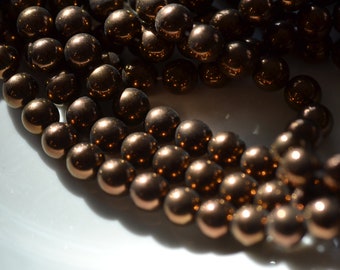 10mm Bronze Czech Glass Round Beads  25