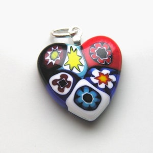 Italian Venetian Millifiori Heart Pendant