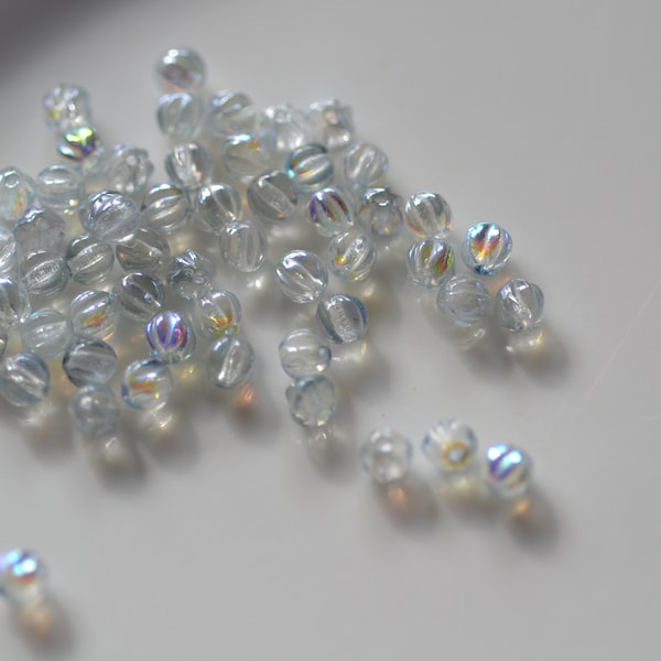 Twinkle Clear AB 4mm Melon Beads  50