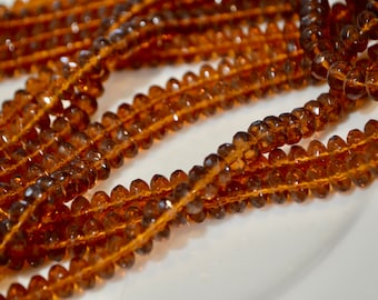 7x5mm Dark Amber Faceted Czech GLass Rondelle Beads  50