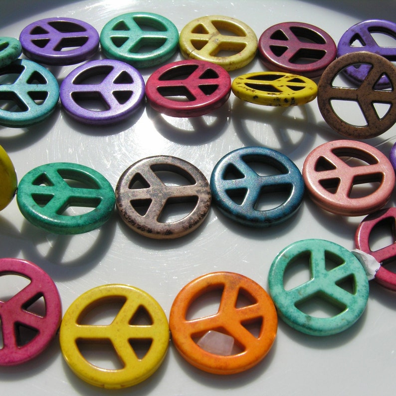 Colorful Peace Sign Pendant Beads 2 image 1